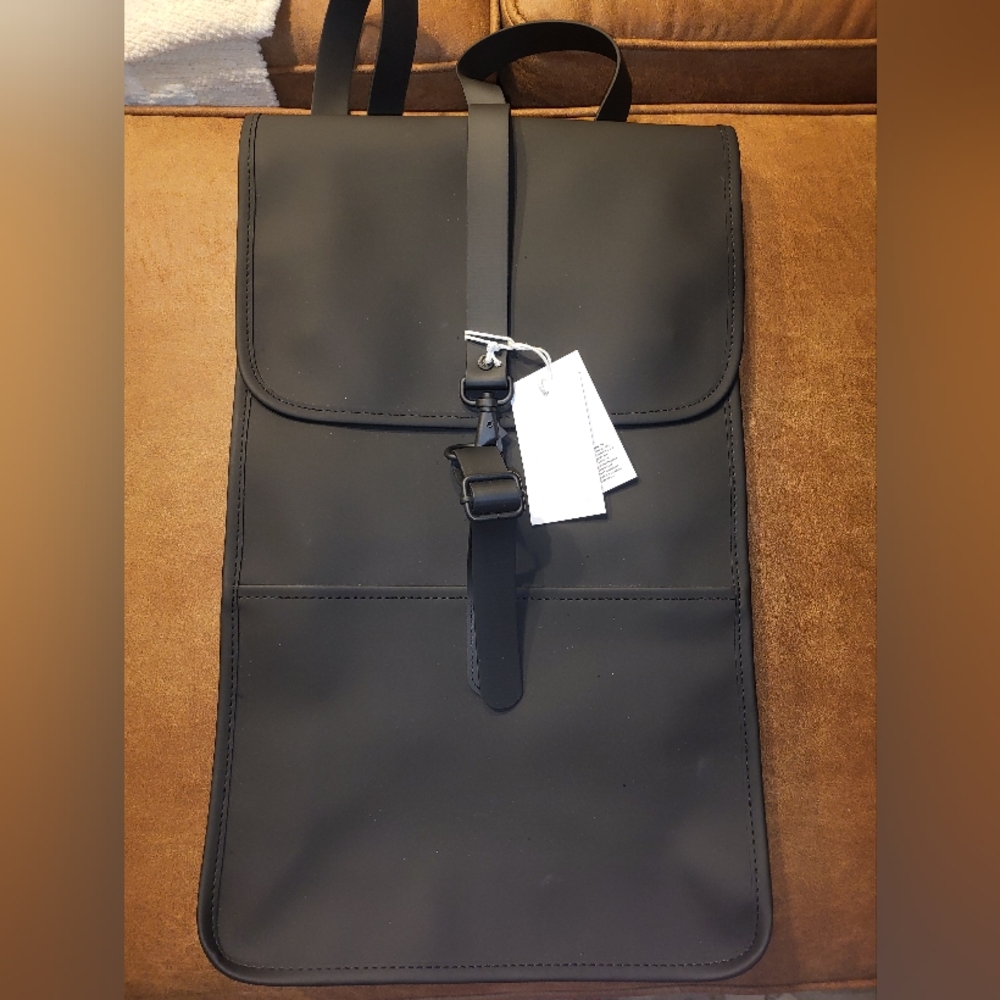 RAINS Black Waterproof Backpack